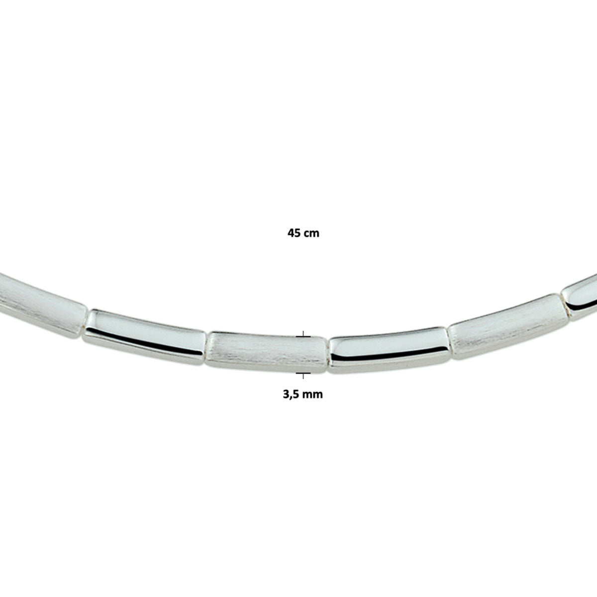 vDam Ketting Poli/mat 3,5 Mm Zilver Gerhodineerd 1326310  45cm
