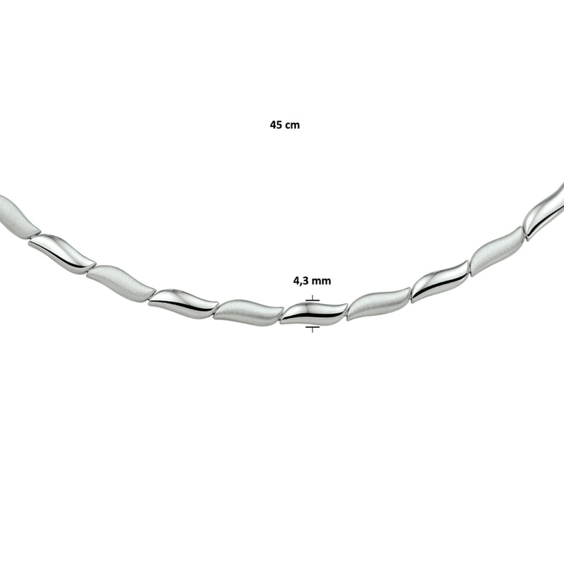 vDam Ketting Poli/mat 4,3 Mm 45cm Cm Zilver Gerhodineerd 1331937  45cm