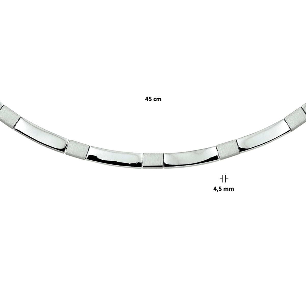 vDam Ketting Poli/mat 4,5 Mm 45cm Cm Zilver Gerhodineerd 1327777  45cm