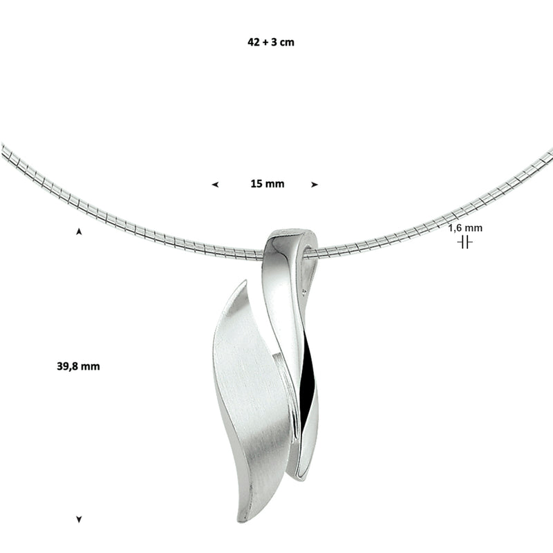 vDam Ketting Poli/mat 42cm + 3 Cm Zilver Gerhodineerd 1326939  42cm