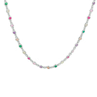 vDam Ketting Regenboog Zirkonia 41 + 4 Cm Zilver Gerhodineerd 1332317