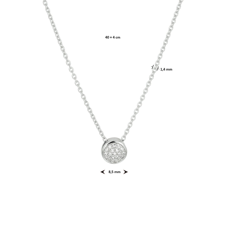 vDam Ketting Rond Zirkonia Zilver Gerhodineerd 1333004  44cm