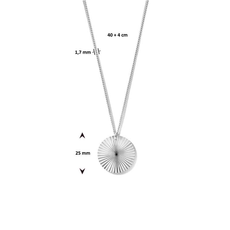 vDam Ketting Rondje Gediamanteerd 40cm + 4 Cm Zilver Gerhodineerd 1335547  40cm