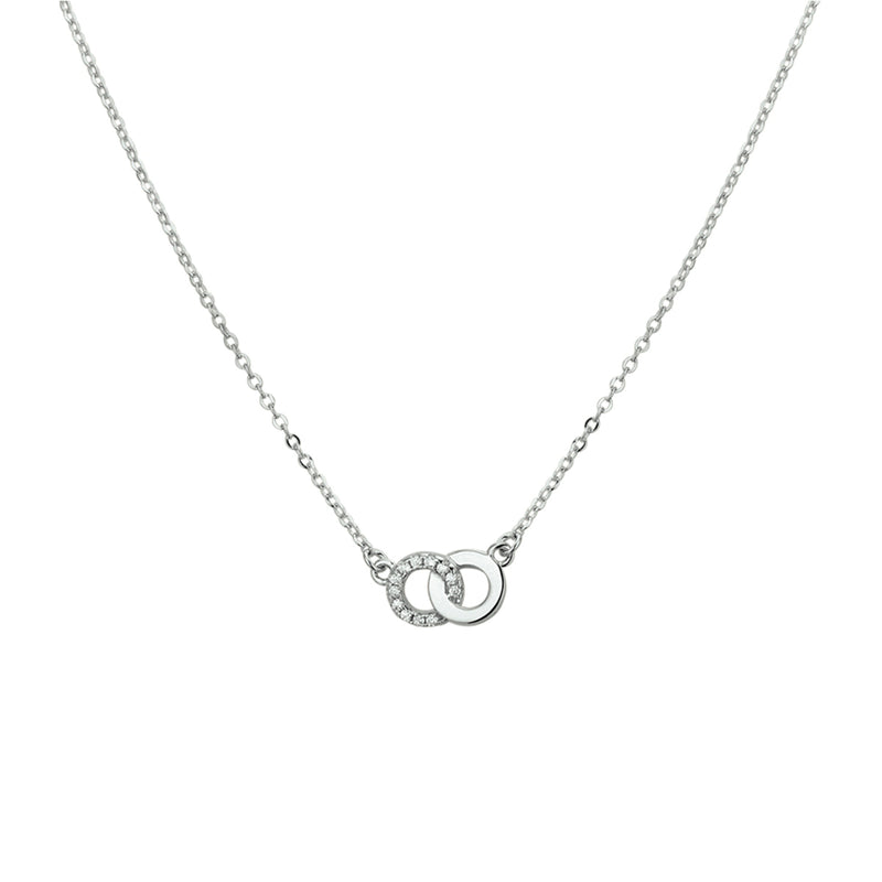 vDam Ketting Rondje Zirkonia 42 + 3 Cm Zilver Gerhodineerd 1325639