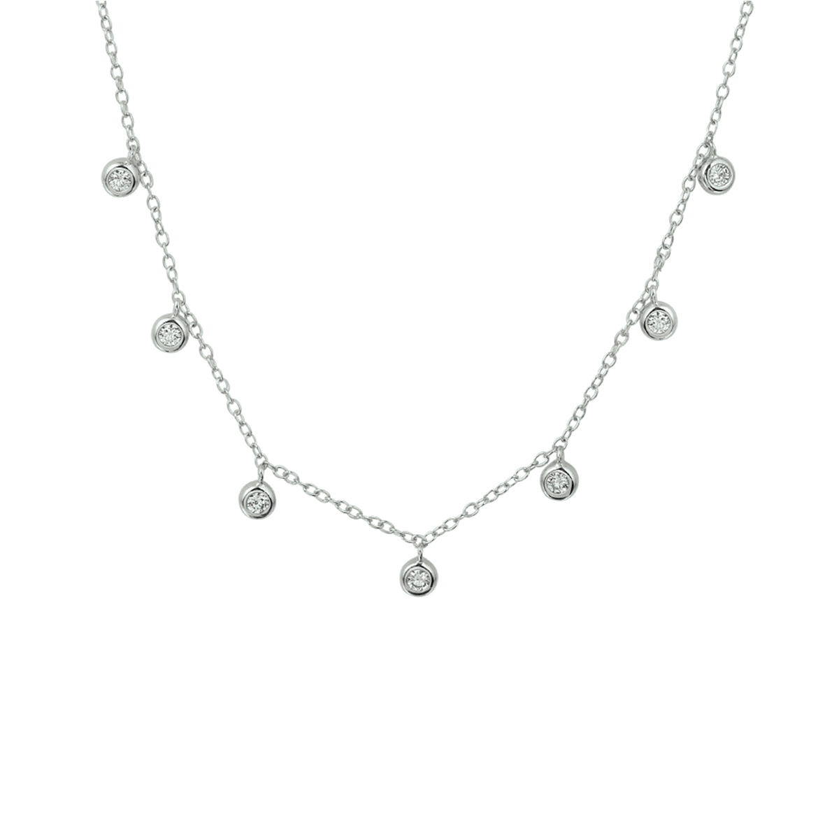 vDam Ketting Rondjes Zirkonia 41 + 4 Cm Zilver Gerhodineerd 1329346