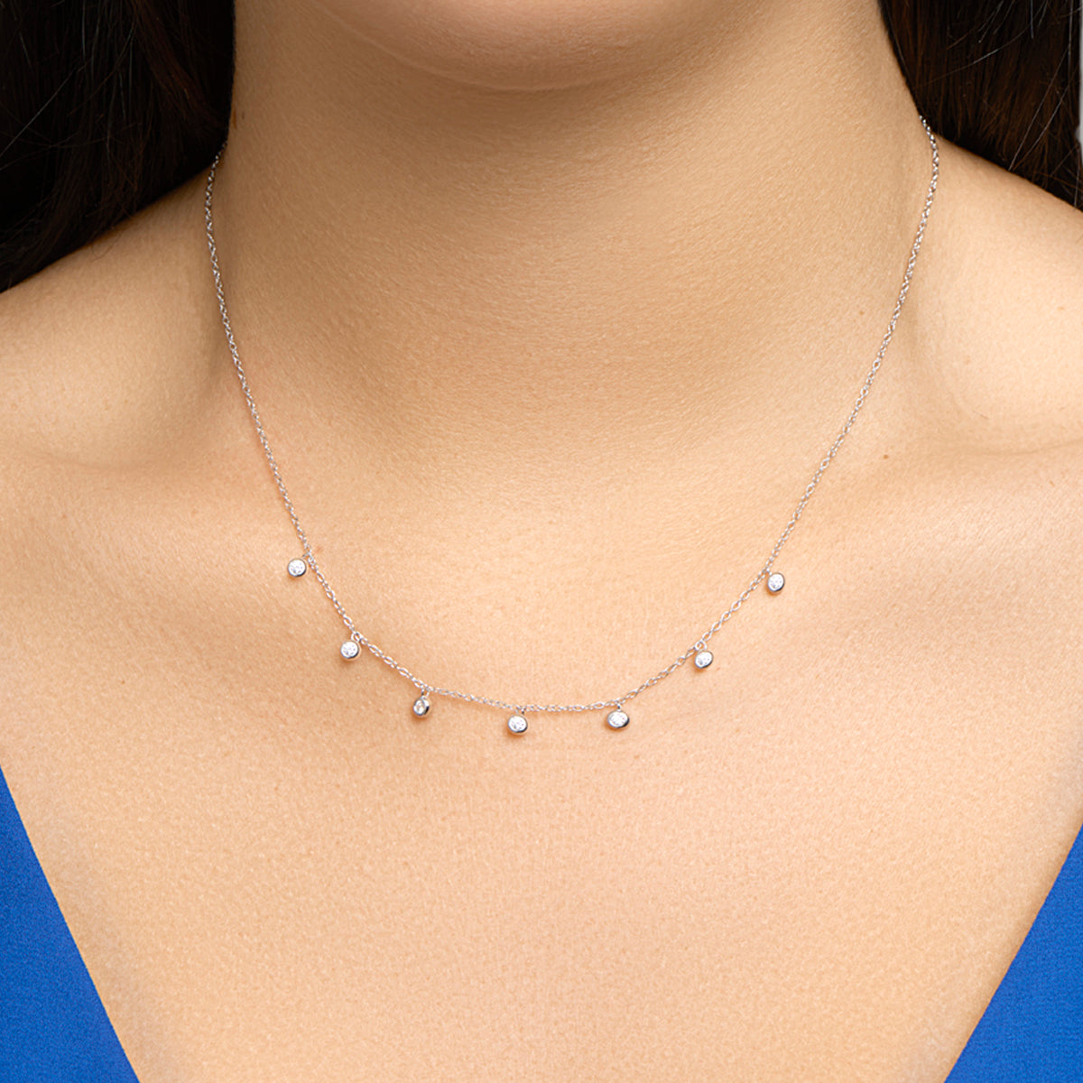 vDam Ketting Rondjes Zirkonia 41 + 4 Cm Zilver Gerhodineerd 1329346  45cm