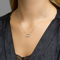 vDam Ketting Rondjes Zirkonia 41cm - 43 - 45 Cm Zilver Gerhodineerd 1329248  41cm