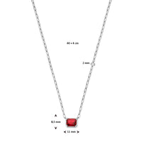 vDam Ketting Rood Zirkonia 40cm + 4 Cm Zilver Gerhodineerd 1337782  40cm