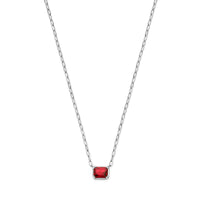 vDam Ketting Rood Zirkonia 40 + 4 Cm Zilver Gerhodineerd 1337782