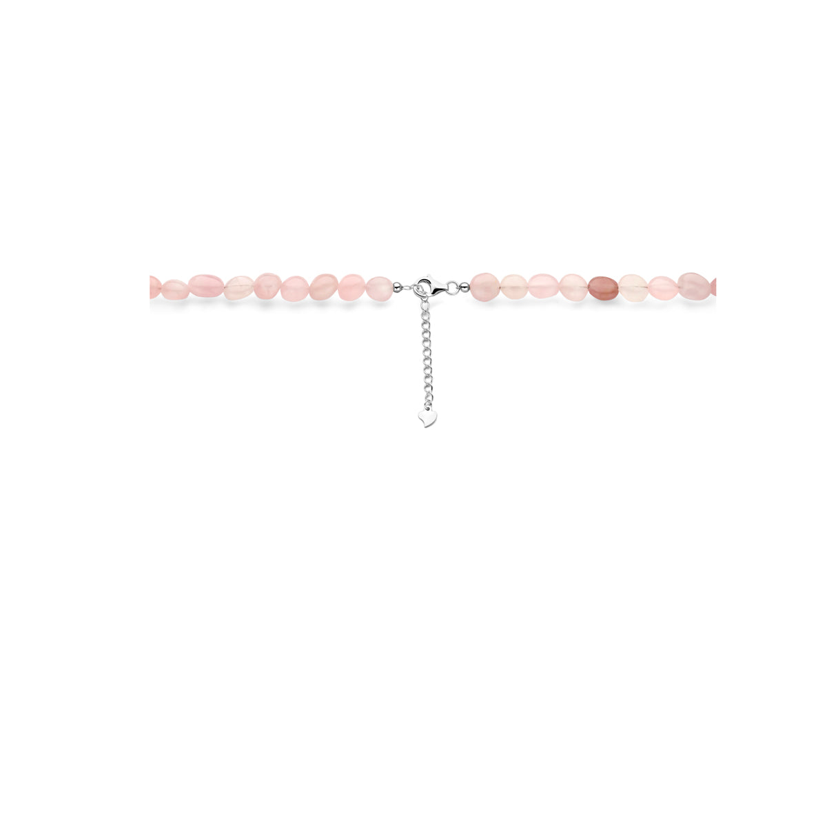vDam Ketting Roze Kwarts 40cm + 5 Cm Zilver Gerhodineerd 1341051  40cm