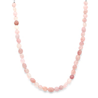 vDam Ketting Roze Kwarts 40 + 5 Cm Zilver Gerhodineerd 1341051