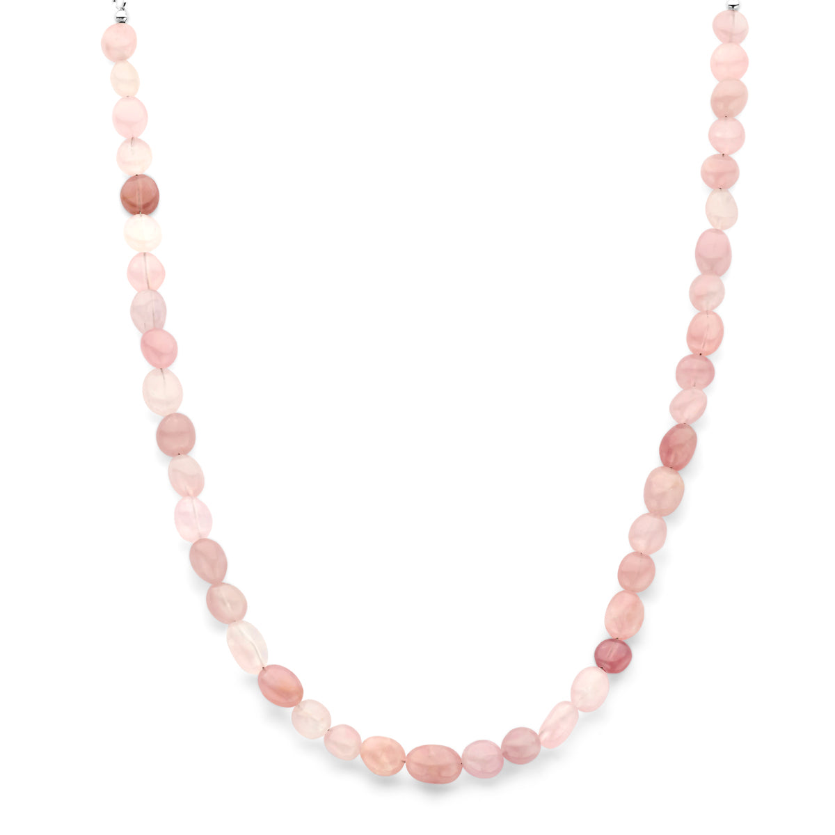 vDam Ketting Roze Kwarts 40 + 5 Cm Zilver Gerhodineerd 1341051