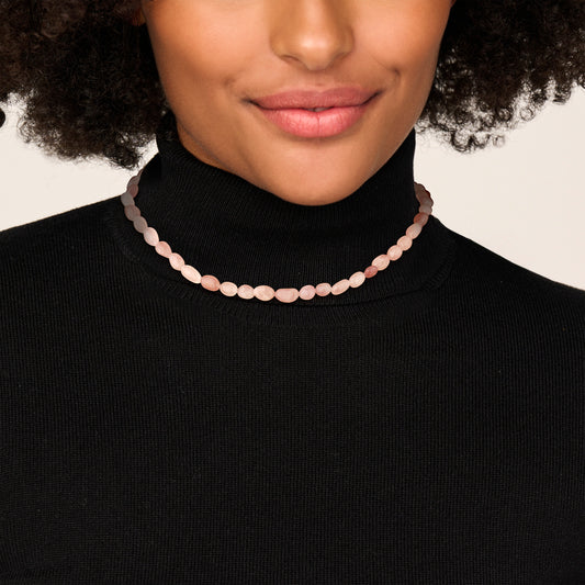 vDam Ketting Roze Kwarts 40cm + 5 Cm Zilver Gerhodineerd 1341051  40cm