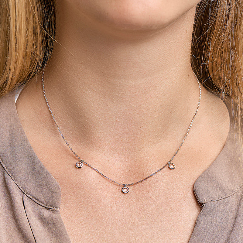 vDam Ketting Rozenkwarts 42cm + 3 Cm Zilver Gerhodineerd 1329852  42cm