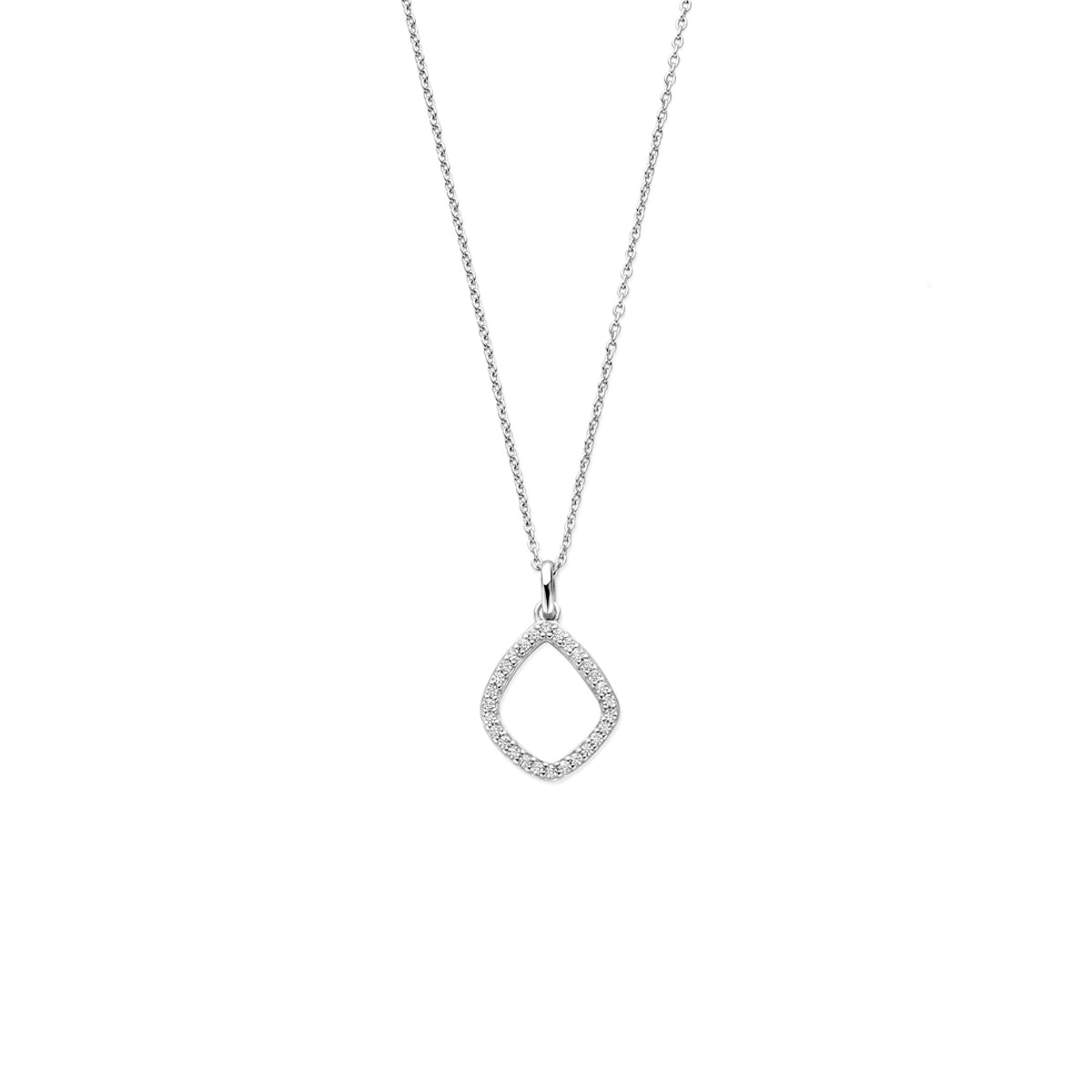 vDam Ketting Ruit Zirkonia 41 - 43 - 45 Cm Zilver Gerhodineerd 1341720