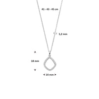 vDam Ketting Ruit Zirkonia 41cm - 43 - 45 Cm Zilver Gerhodineerd 1341cm720  41cm