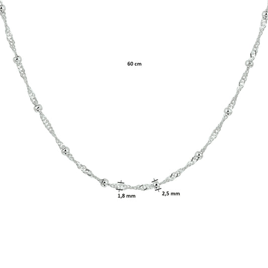 vDam Ketting Singapore En Bolletjes 2,5 Mm Zilver Gerhodineerd 1332729  60cm