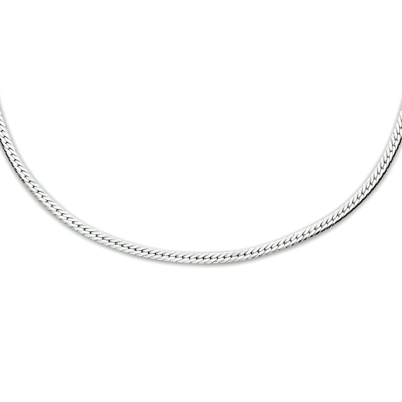 vDam Ketting Slang Plat 1,7 Mm 40 + 5 Cm Zilver Gerhodineerd 1333850