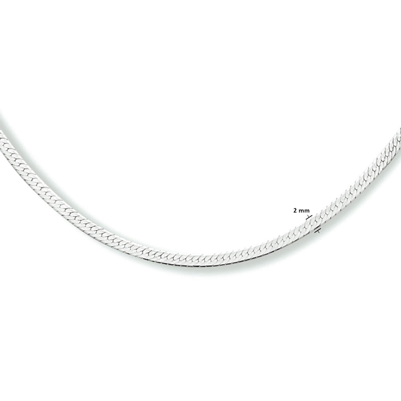 vDam Ketting Slang Plat 2,0 Mm Zilver Gerhodineerd 1333994  40cm