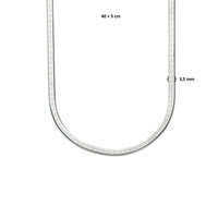 vDam Ketting Slang Plat 3,5 Mm 40cm + 5 Cm Zilver Gerhodineerd 1333851  40cm