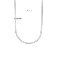 vDam Ketting Slang Plat 4,3 Mm 40cm + 4 Cm Zilver Gerhodineerd 1335555  40cm