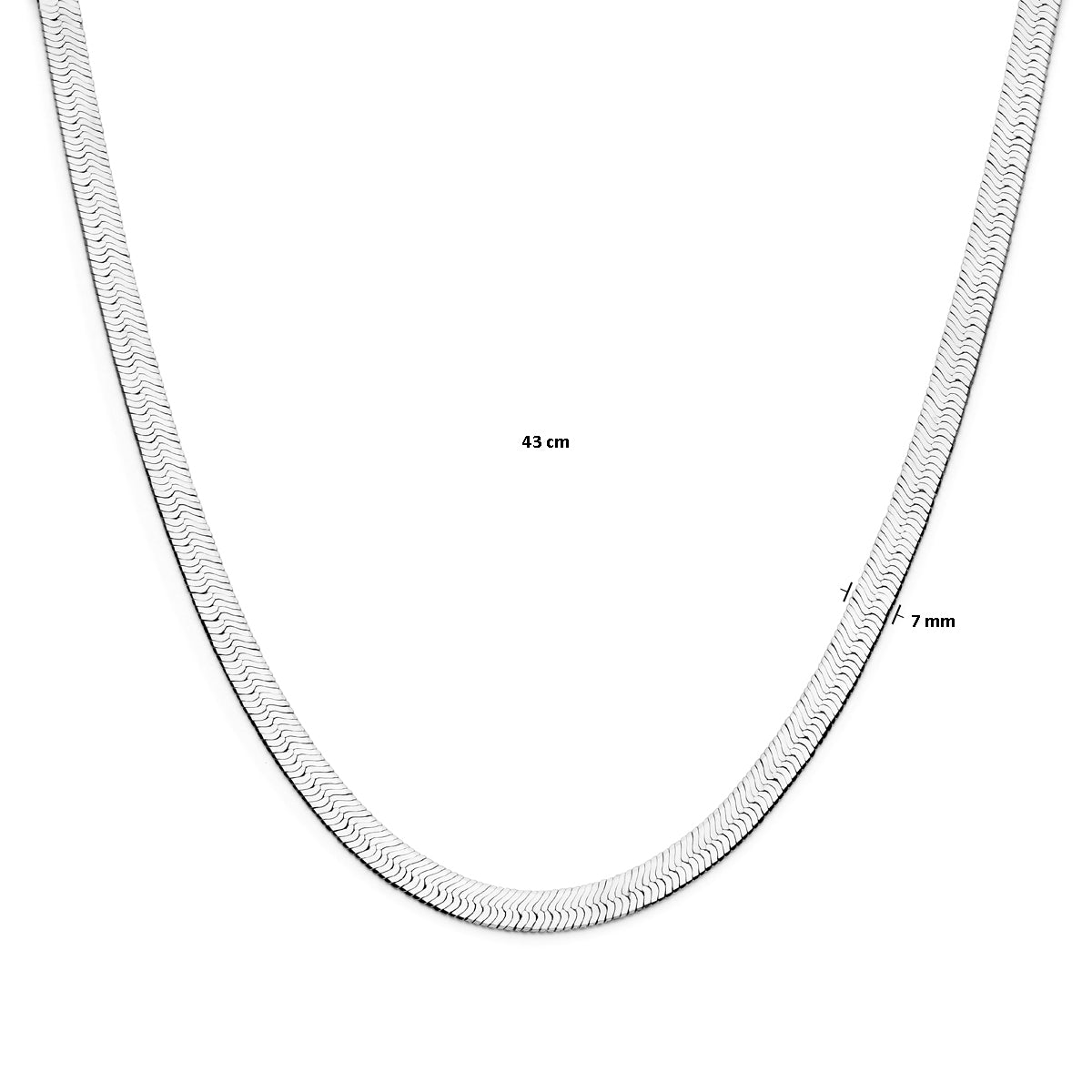 vDam Ketting Slang Plat 43cm Cm Zilver Gerhodineerd 1339420  43cm