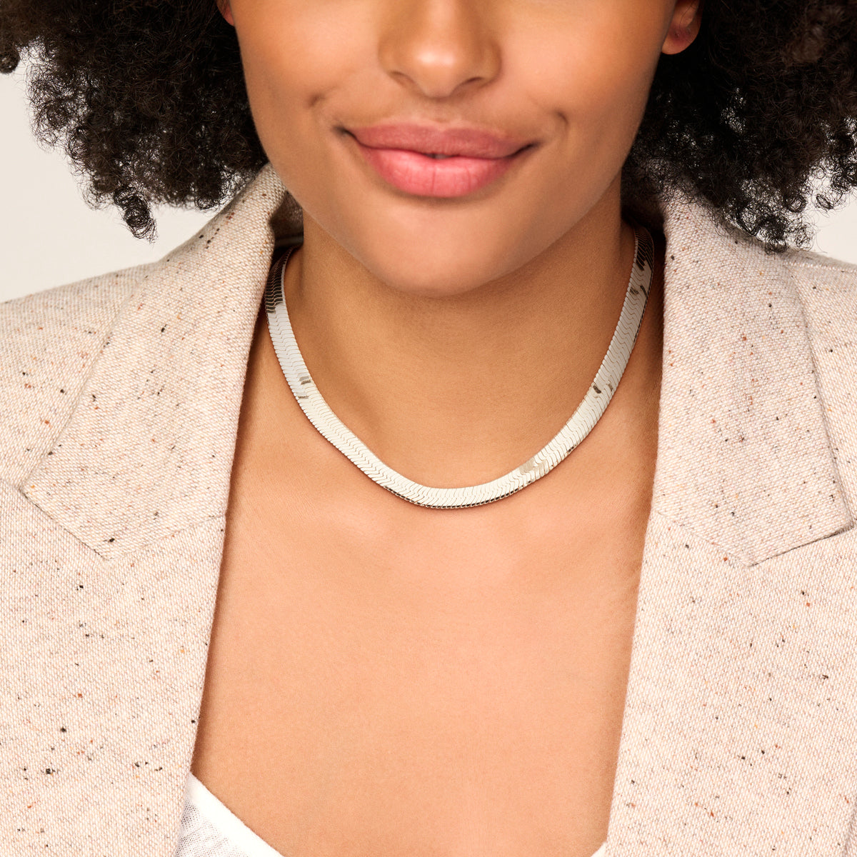 vDam Ketting Slang Plat 8,5 Mm 43cm Cm Zilver Gerhodineerd 1339532  43cm