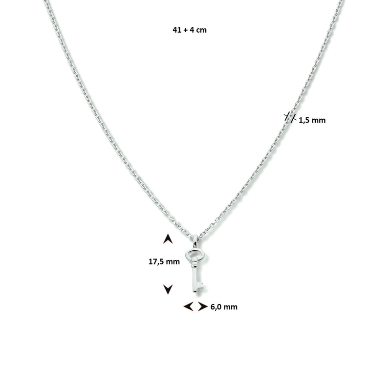 vDam Ketting Sleutel 41cm + 4 Cm Zilver Gerhodineerd 1334090  41cm