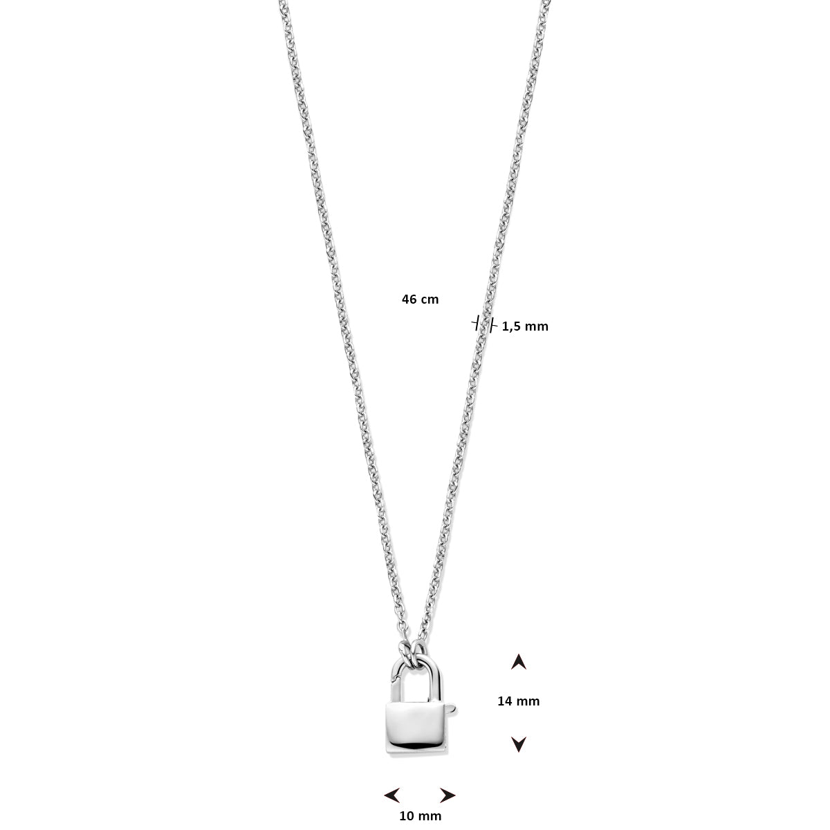 vDam Ketting Slot 1,5 Mm 46cm Cm Zilver Gerhodineerd 1338141  46cm