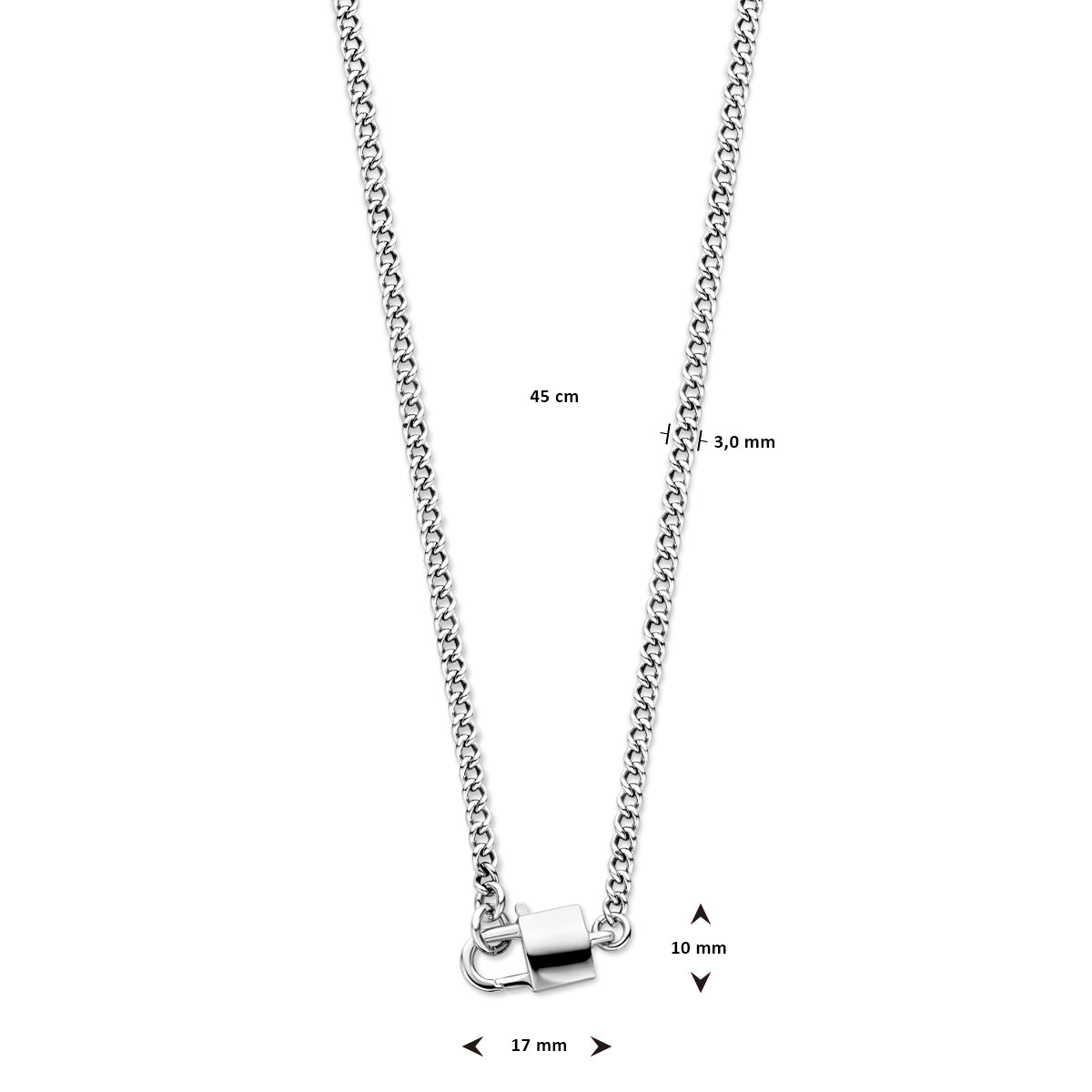 vDam Ketting Slot 3,0 Mm 45cm Cm Zilver Gerhodineerd 1338140  45cm