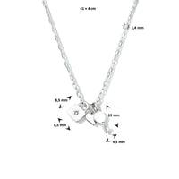 vDam Ketting Slot, Hart En Sleutel 41cm + 4 Cm Zilver Gerhodineerd 1334357  41cm