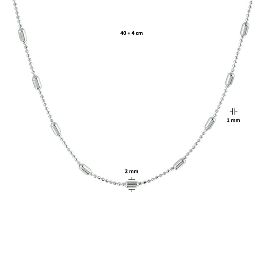 vDam Ketting Staafjes 2,0 Mm 40cm + 4 Cm Zilver Gerhodineerd 1328733  40cm