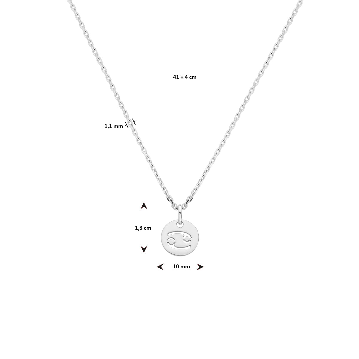 vDam Ketting Sterrenbeeld 41cm + 4 Cm Zilver Gerhodineerd 1335127  41cm