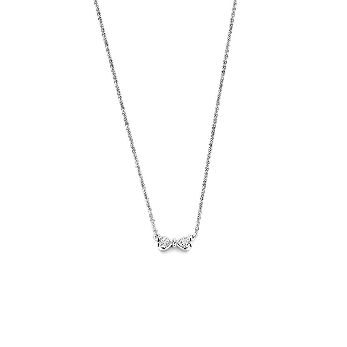 vDam Ketting Strik Zirkonia 42 - 45 Cm Zilver Gerhodineerd 1341838