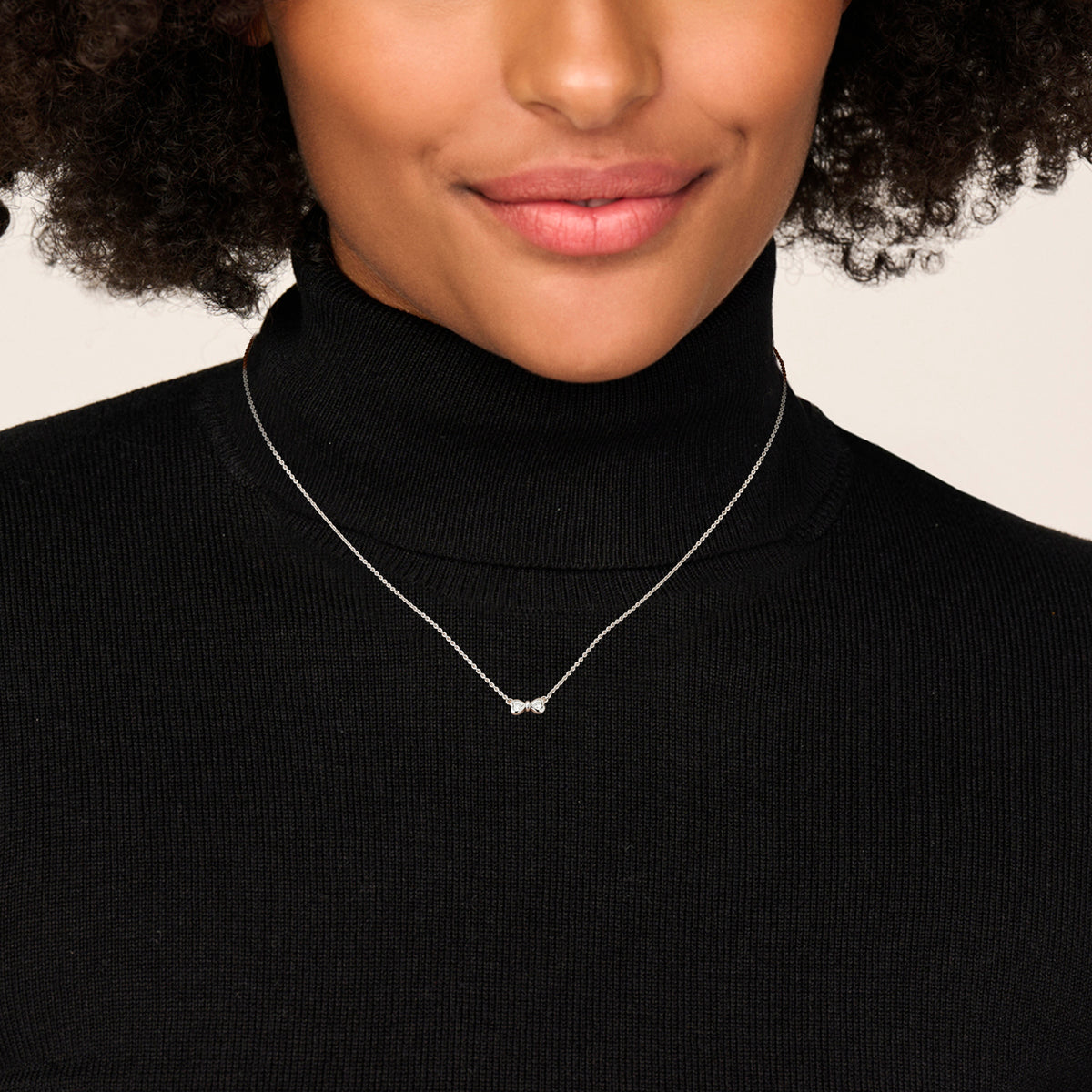 vDam Ketting Strik Zirkonia 42cm - 45 Cm Zilver Gerhodineerd 1341838  42cm