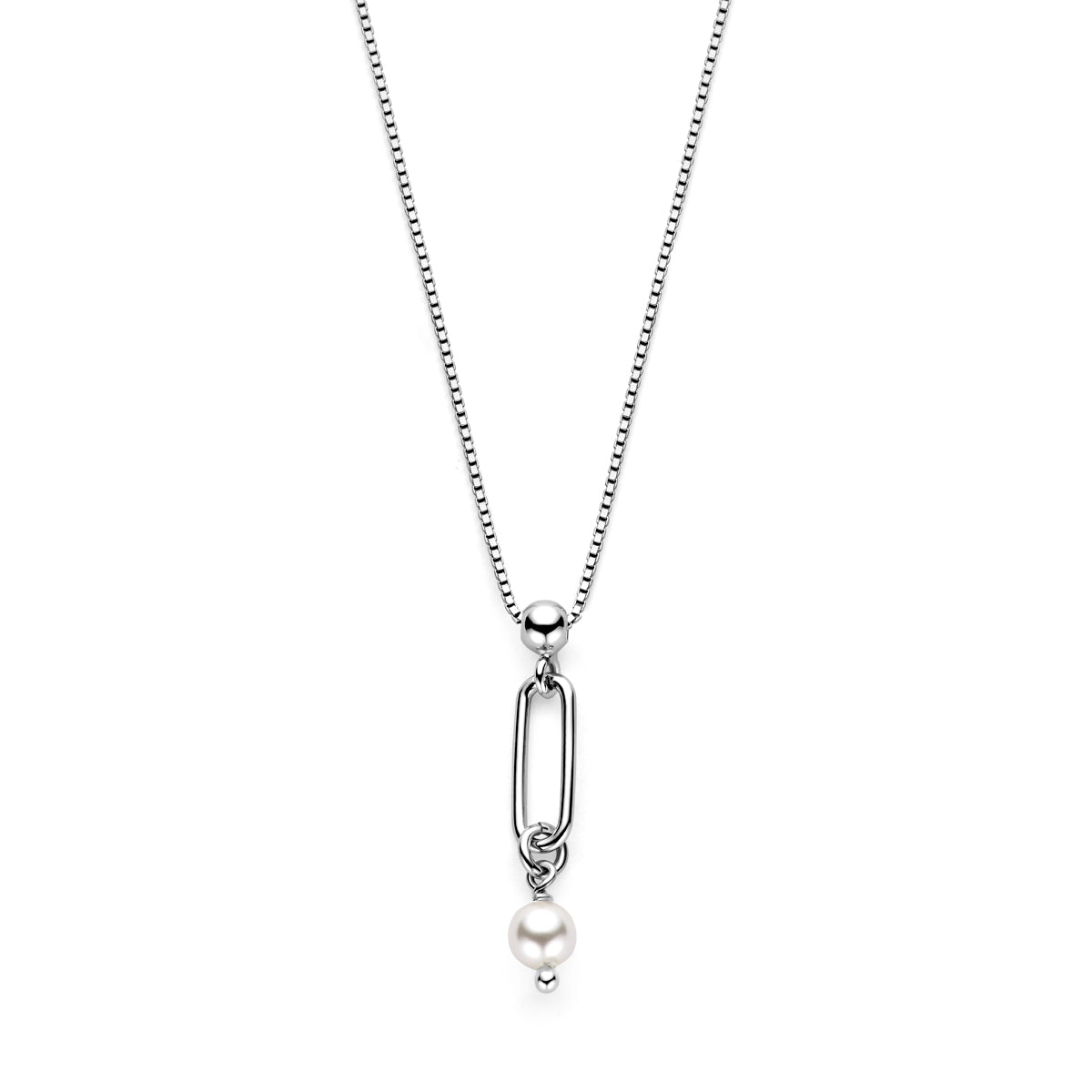 vDam Ketting Swarovski Parel 42 + 3 Cm Zilver Gerhodineerd 1338635