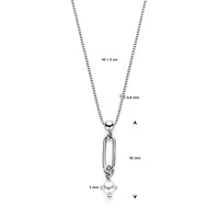 vDam Ketting Swarovski Parel 42cm + 3 Cm Zilver Gerhodineerd 1338635  42cm