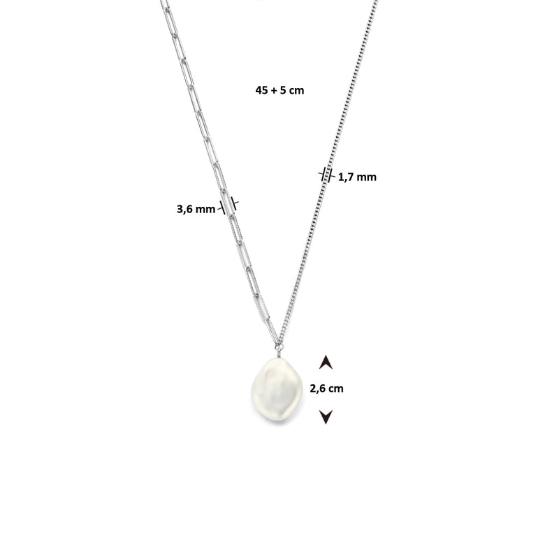 vDam Ketting Synth Parel 3,6 Mm 45cm + 5 Cm Zilver Gerhodineerd 1335927  45cm