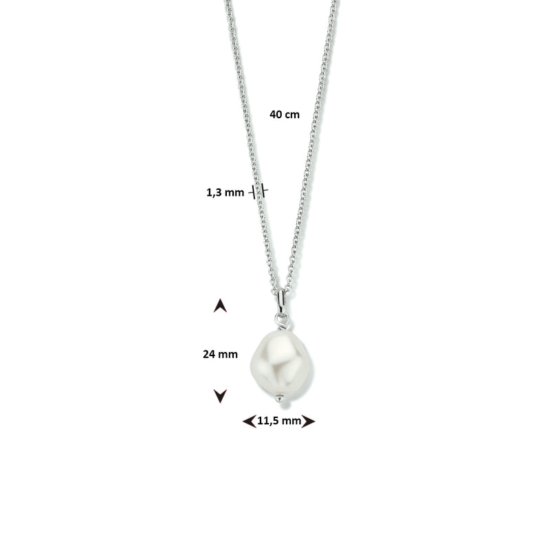 vDam Ketting Synth Parel 40cm Cm Zilver Gerhodineerd 1335813  40cm