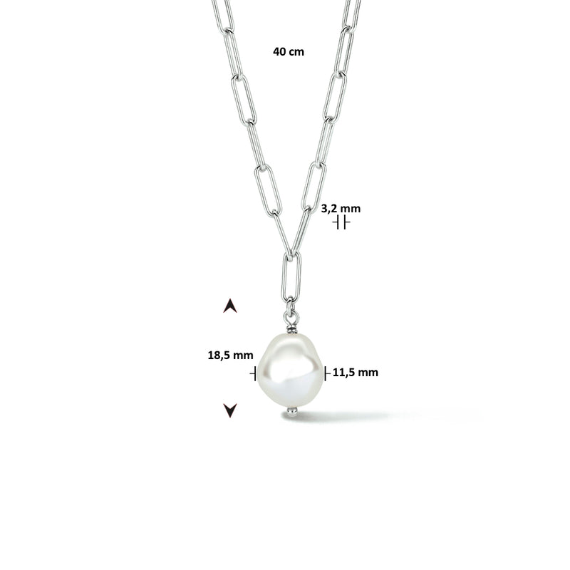 vDam Ketting Synth Parel 40cm Cm Zilver Gerhodineerd 1335814  40cm