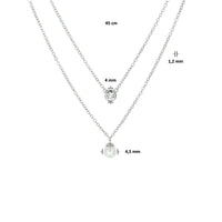 vDam Ketting Synth Parel En Zirkonia 45 Cm Zilver Gerhodineerd 1329108  42cm