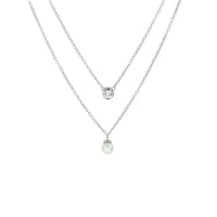 vDam Ketting Synth Parel En Zirkonia 45 Cm Zilver Gerhodineerd 1329108