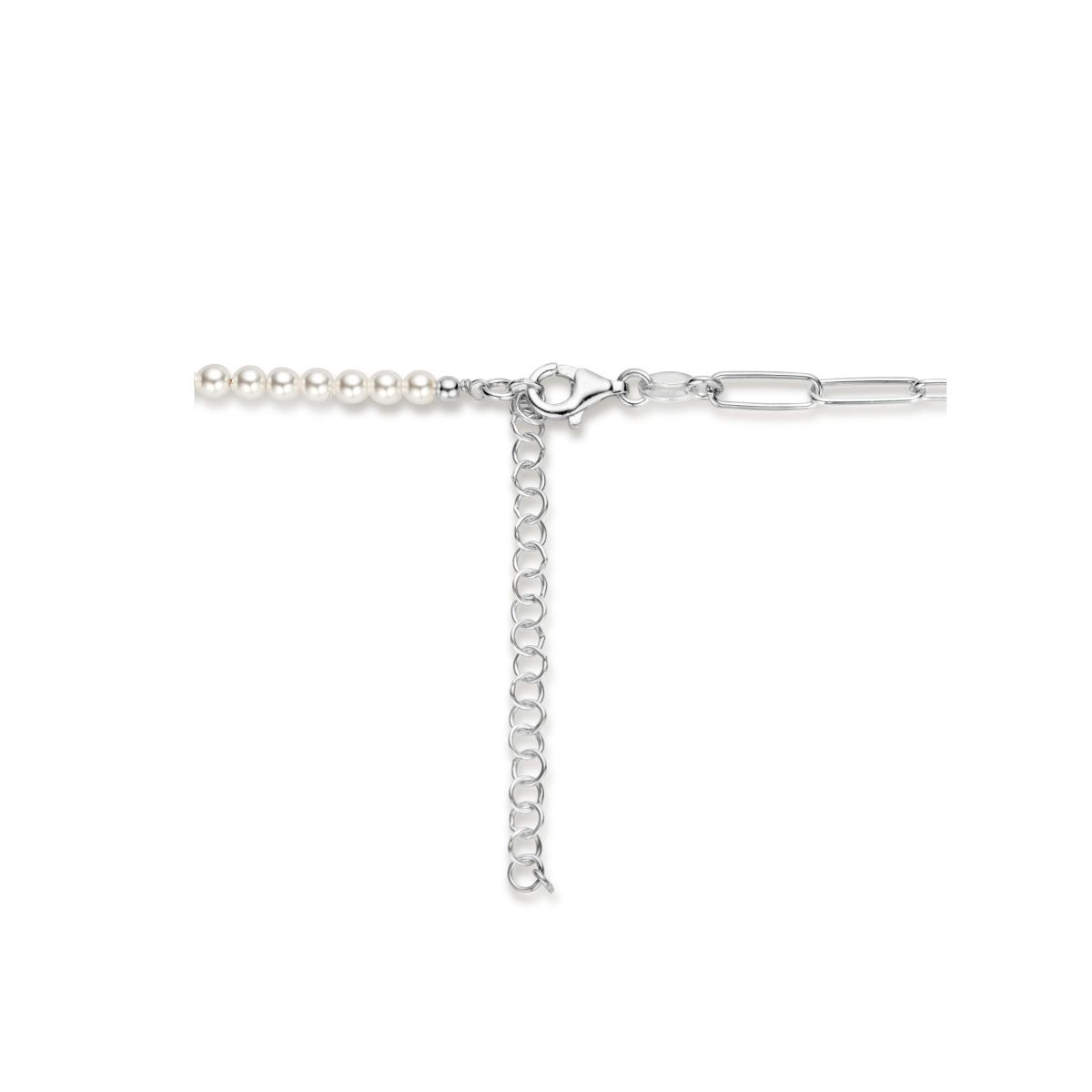 vDam Ketting Synthparels 40cm + 5 Cm Zilver Gerhodineerd 1336025  40cm