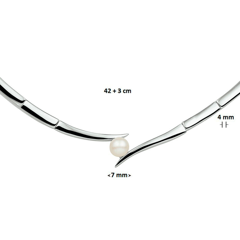 vDam Ketting Tussenstuk Parel 42cm + 3 Cm Zilver Gerhodineerd 1326621  42cm