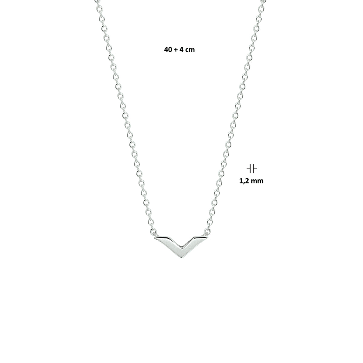 vDam Ketting V 40cm + 4 Cm Zilver Gerhodineerd 1328244  40cm