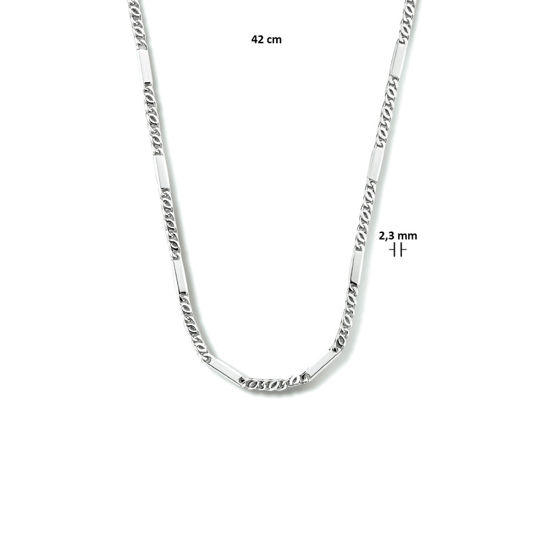 vDam Ketting Valkenoog Met Tussenstuk 2,3 Mm Zilver Gerhodineerd 1333538  42cm
