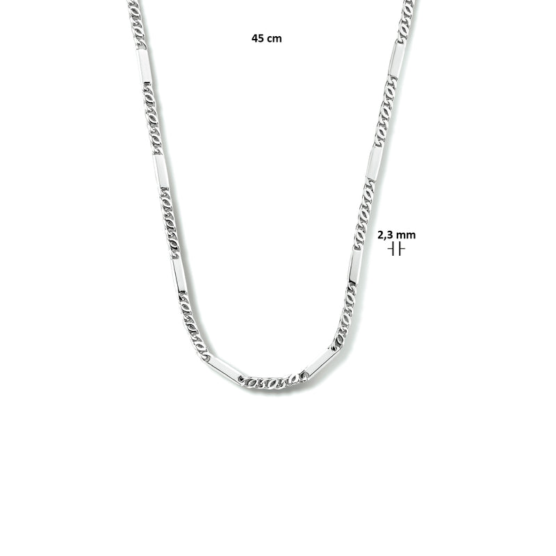 vDam Ketting Valkenoog Met Tussenstuk 2,3 Mm Zilver Gerhodineerd 1333539  45cm