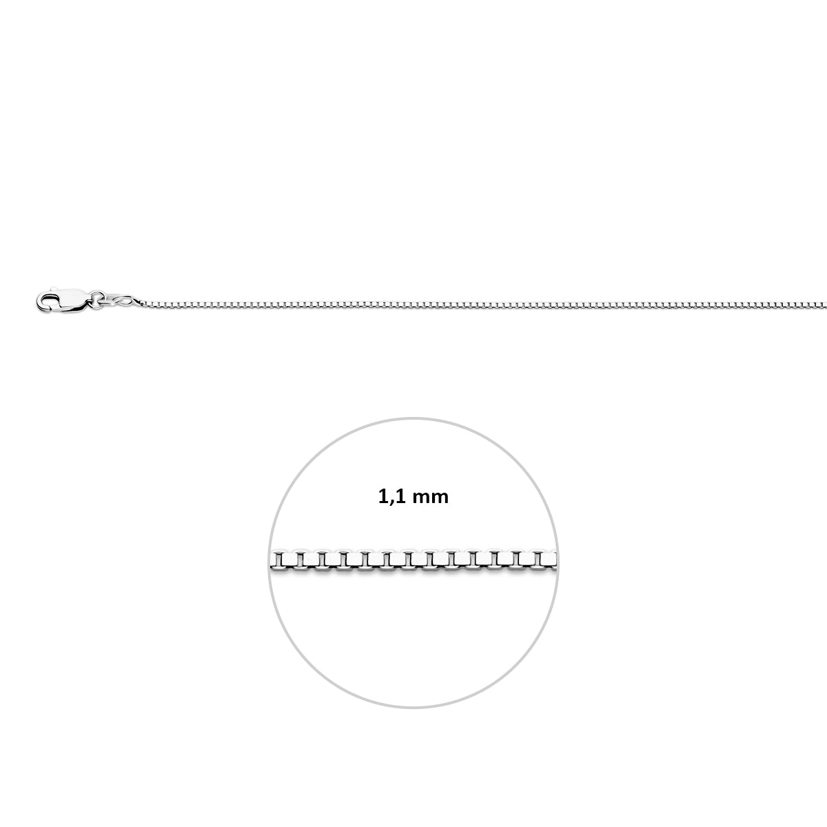 vDam Ketting Venetiaans 1,1 Mm Zilver Gerhodineerd 1340348  55cm