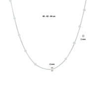 vDam Ketting Wit Maansteen 40cm - 42 - 44 Cm Zilver Gerhodineerd 1331374  40cm