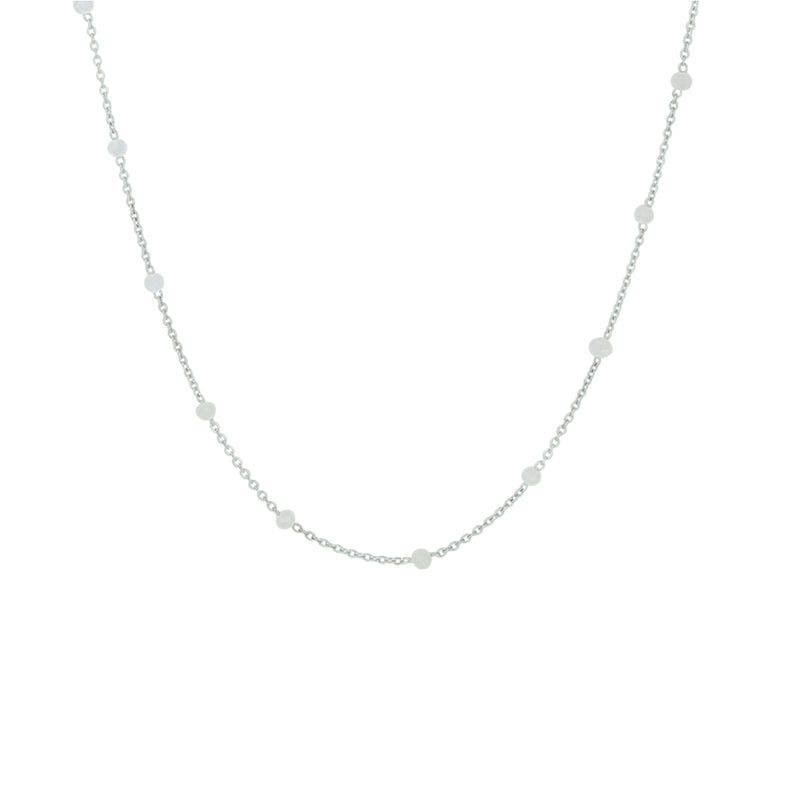 vDam Ketting Wit Maansteen 40 - 42 - 44 Cm Zilver Gerhodineerd 1331374